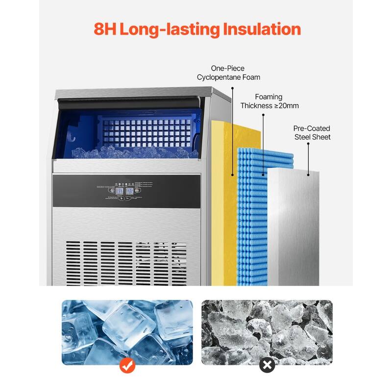 200LBS/Day Freestanding Ice Maker with 108 Ice Trays and 66LBS Storage Bin Digital Control Panel - 23.2 x 23 x 34.4 in