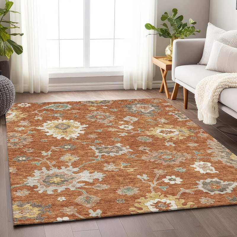 Premium Washable Super Soft Traditional Farmhouse Mayfield Rug - Paprika - 2' 6" x 3' 10"