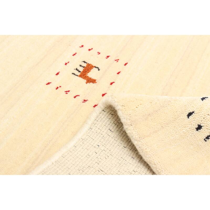 ECARPETGALLERY Hand Loomed Kashkuli Gabbeh Cream Wool Rug - 3'1 x 4'9