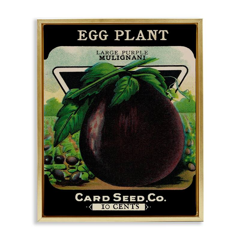 Stupell Vintage Garden Eggplant Framed Floater Canvas Wall Art Design By Lil' Rue - 25 x 31 - Gold