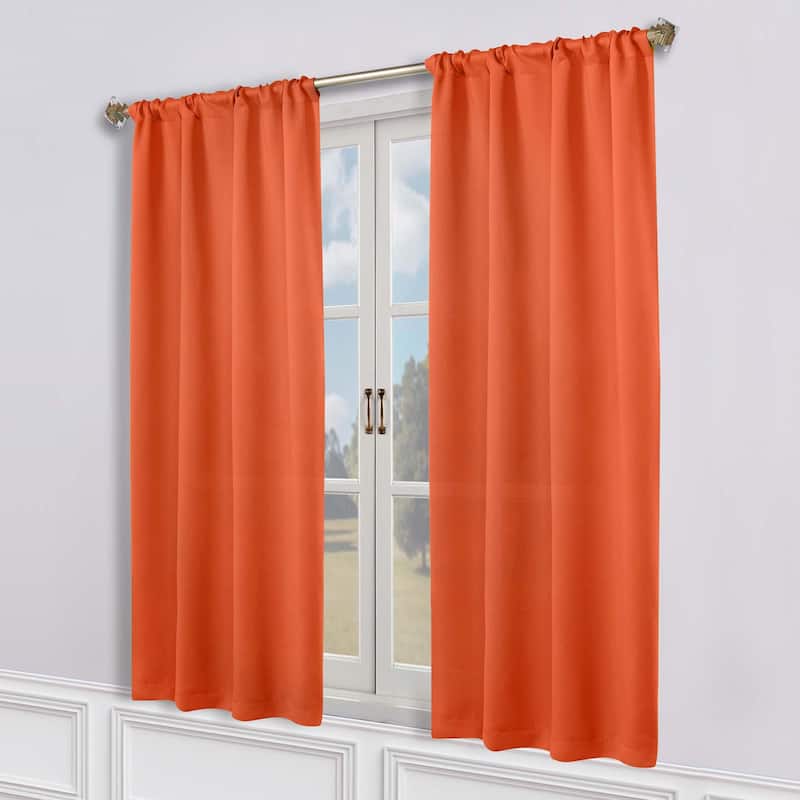 Superior Solid Machine Washable Room Darkening Semi-Blackout Curtains, Set of 2