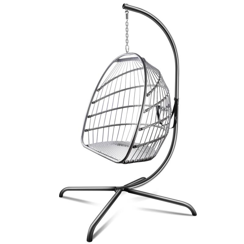 Outdoor Hanging Basket Egg Chair Swing with Stand Cushion