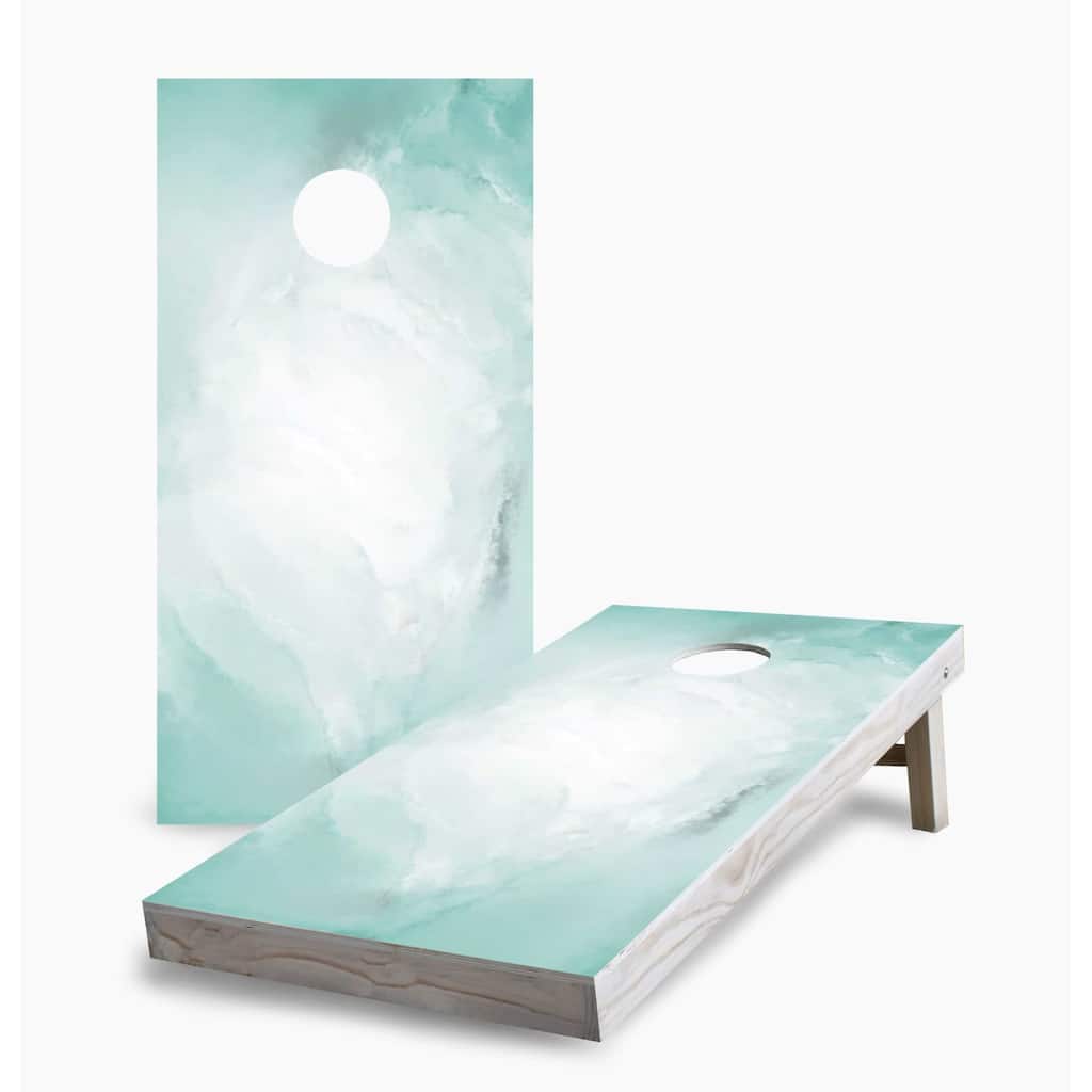 Turquoise Watercolor Cornhole Game (Choose Wraps or Boards)