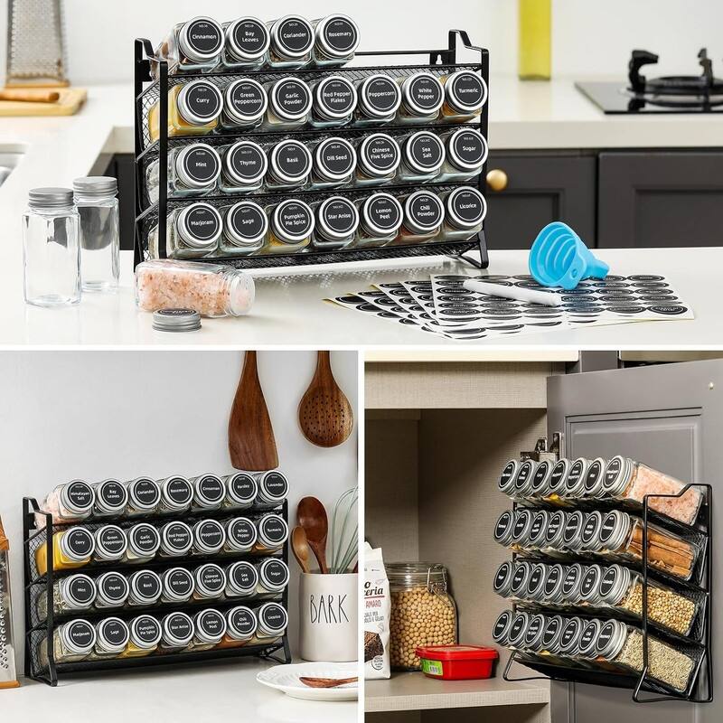 Spice Rack Organizer for Cabinet, Spice Organizer with 28 Empty - 13.5"D x 3.75"W x 10"H