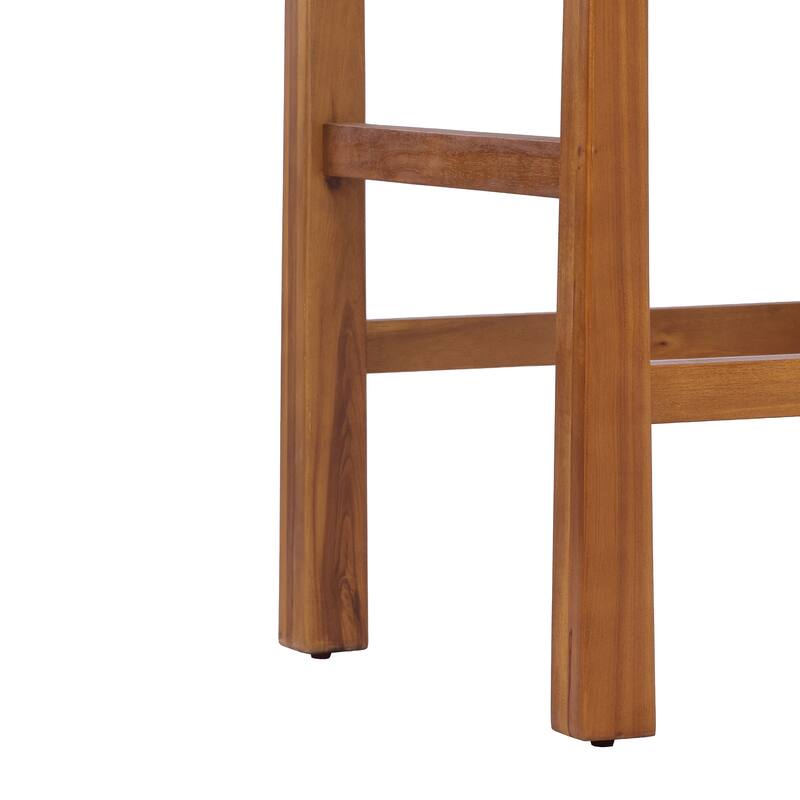 Christopher Knight Home - Modern Acacia Wood Outdoor Bar Stools with Teak Finish and Wicker Back Patio Chairs