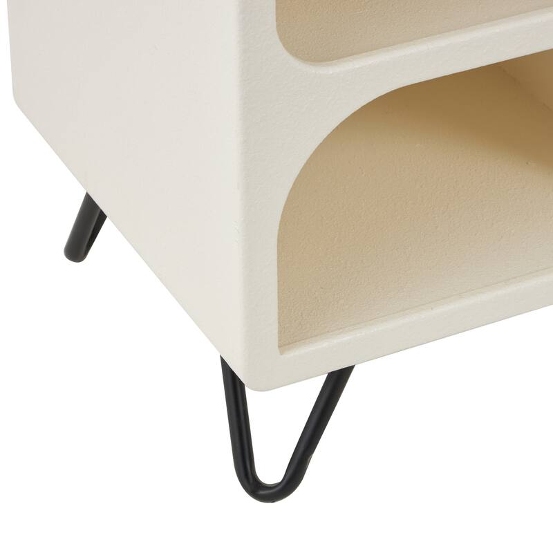 Cream Wood 8 Shelf Storage Shelving Unit with Black Metal Support
