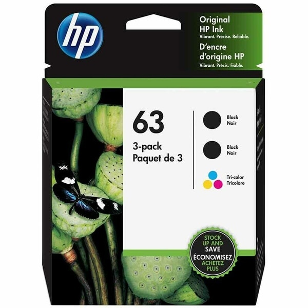 HP 63 3-pack 2 Black/1 Tri-color Original Ink Cartridges (1VW09AN) - black black & color. Opens flyout.