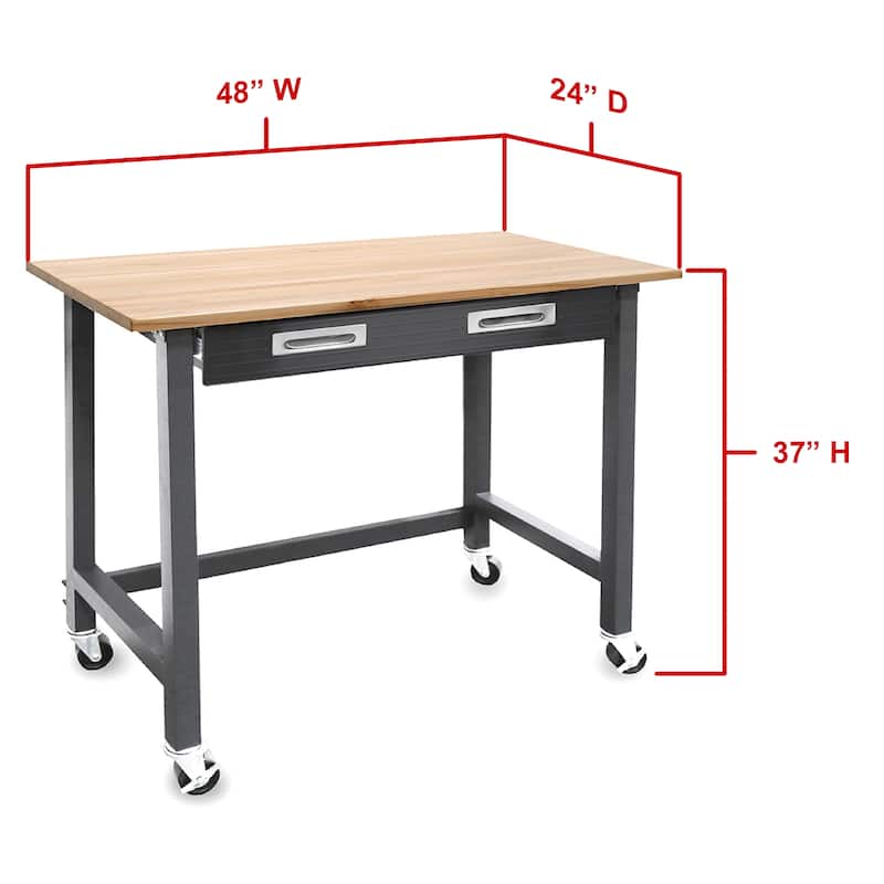 Seville Classics Ultragraphite Wood Top Workbench on Wheels
