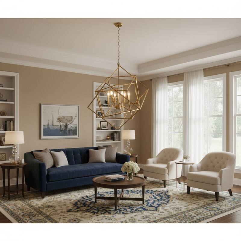 6 Light Chandelier in Gold Finish