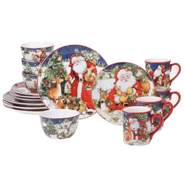 Multicolored Certified International Winter Forest 16pc Dinnerware Set Service for 4
