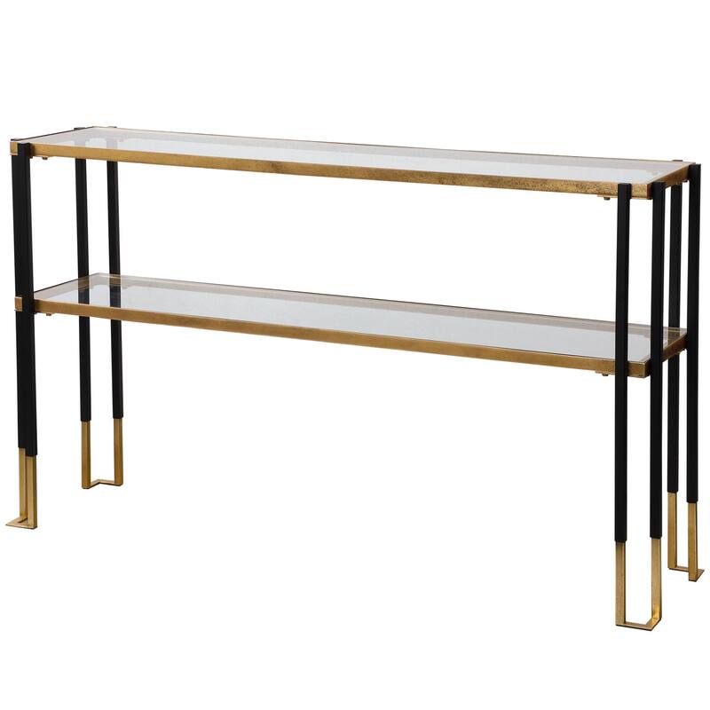 Uttermost 24978 Kentmore 14" Wide Glass Top Iron Console Table