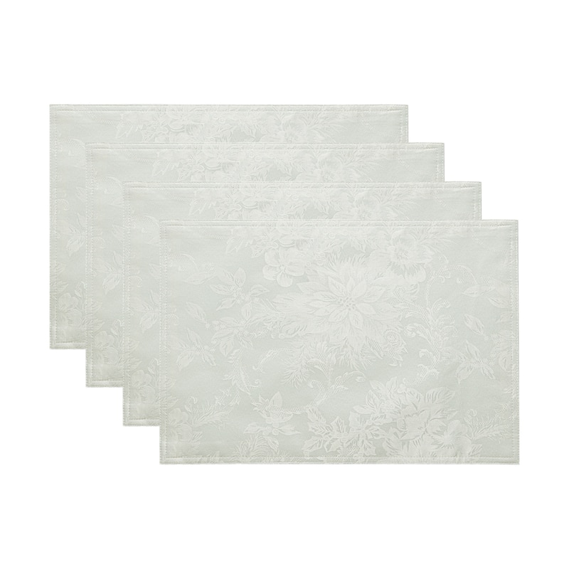 Poinsettia Elegance Jacquard Holiday Placemat - 13x19 - Ivory