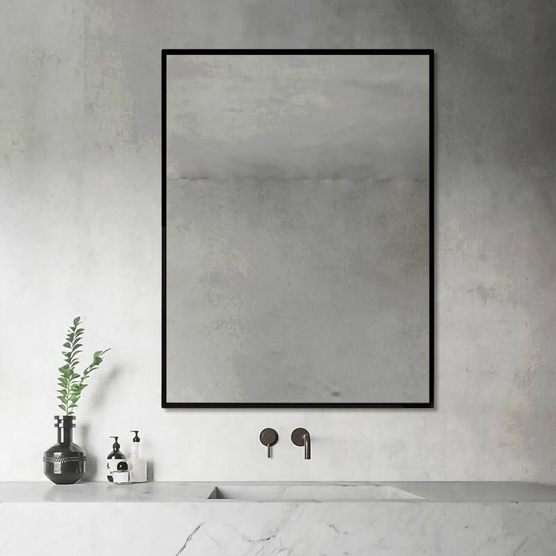 Venta Modern Black Framed Wall Mirror with Dual Mounting Brackets - 29.5" x 39.5"