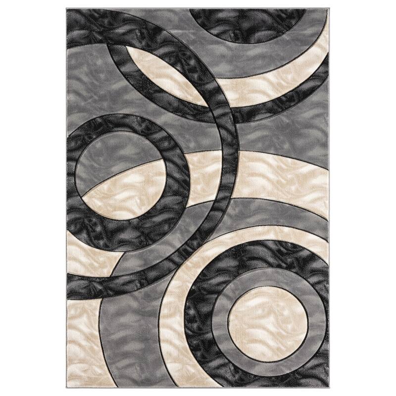 Orelsi Collection Abstract Area Rug - 8'1" x 10'5" - Gray/Black