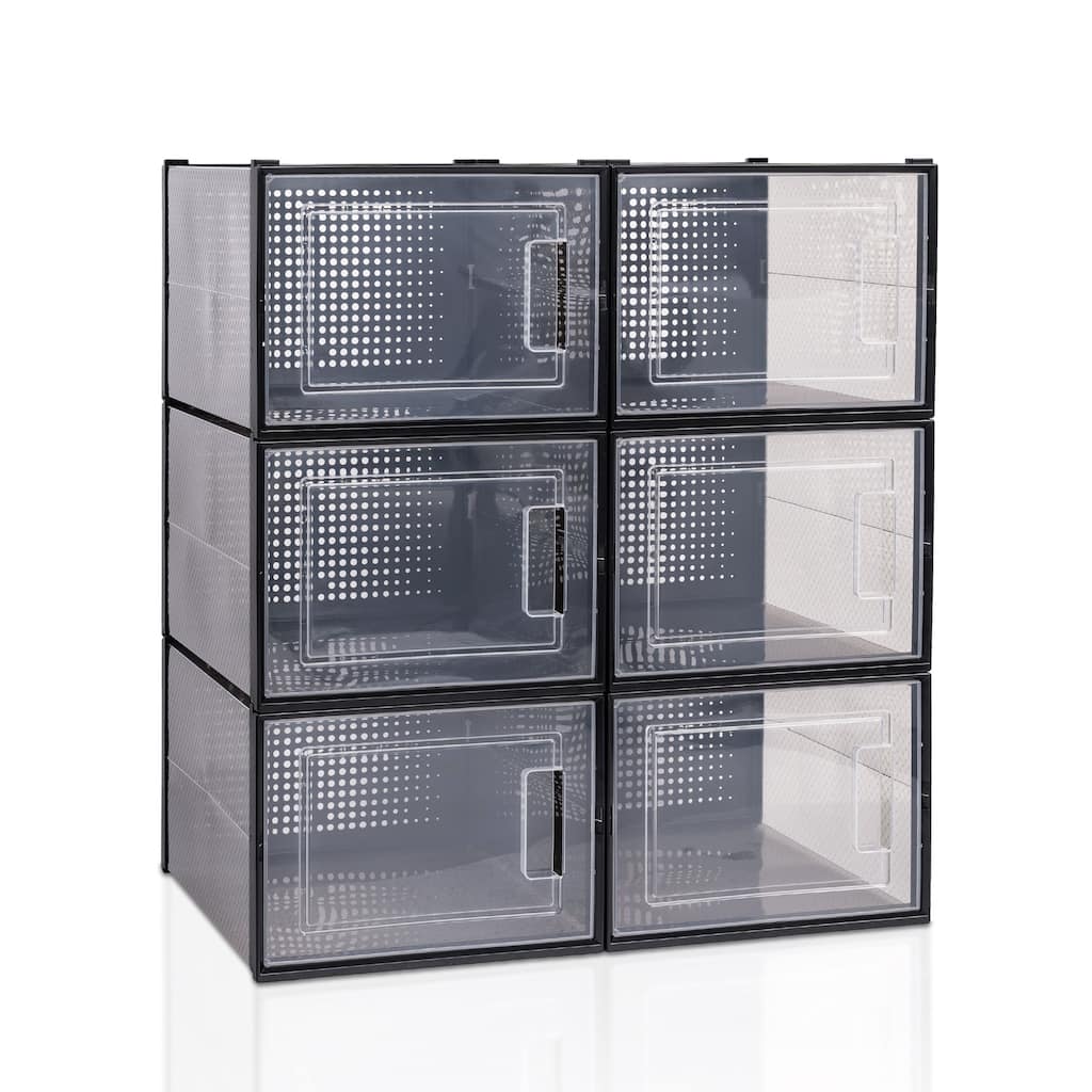 6 Pack Stackable Clear Shoe Display Boxes