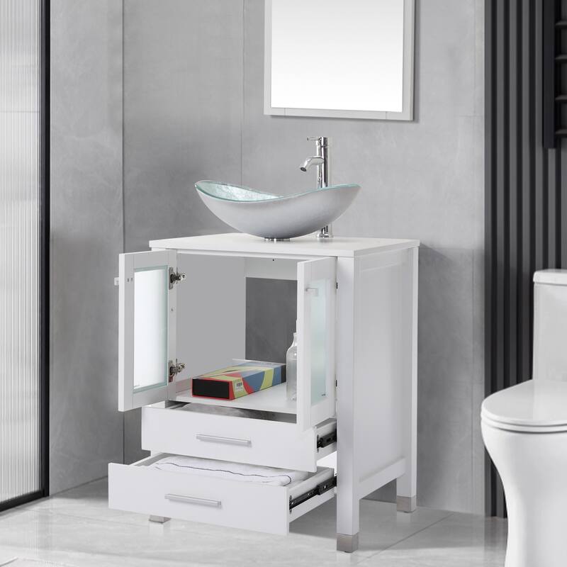 24" Bathroom Vanity with Sink Set Storage Cabinet Combo