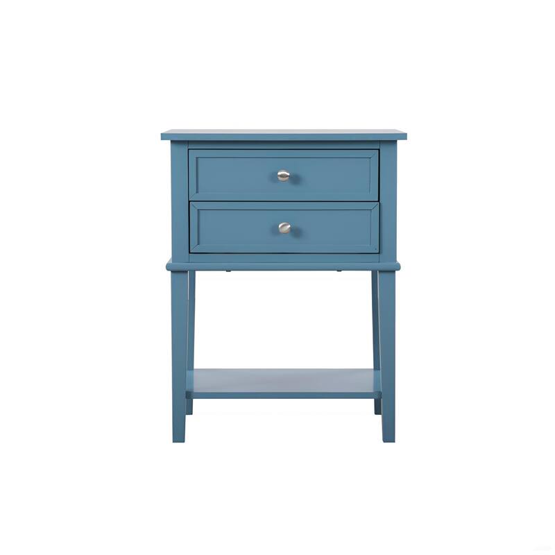 Chic Teal Nightstand with Open Shelf for Quick Access