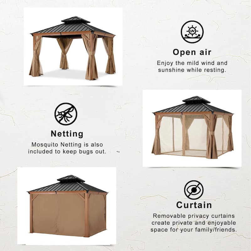 ABCCANOPY Outdoor Hardtop Gazebo with Galvanized Steel Double Roof