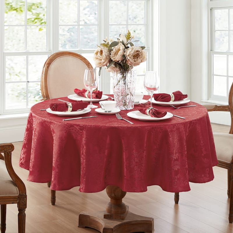 Caiden Elegance Damask Tablecloth - 60"x84" Oval - Red