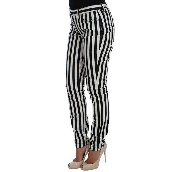 black and white striped jeans womens