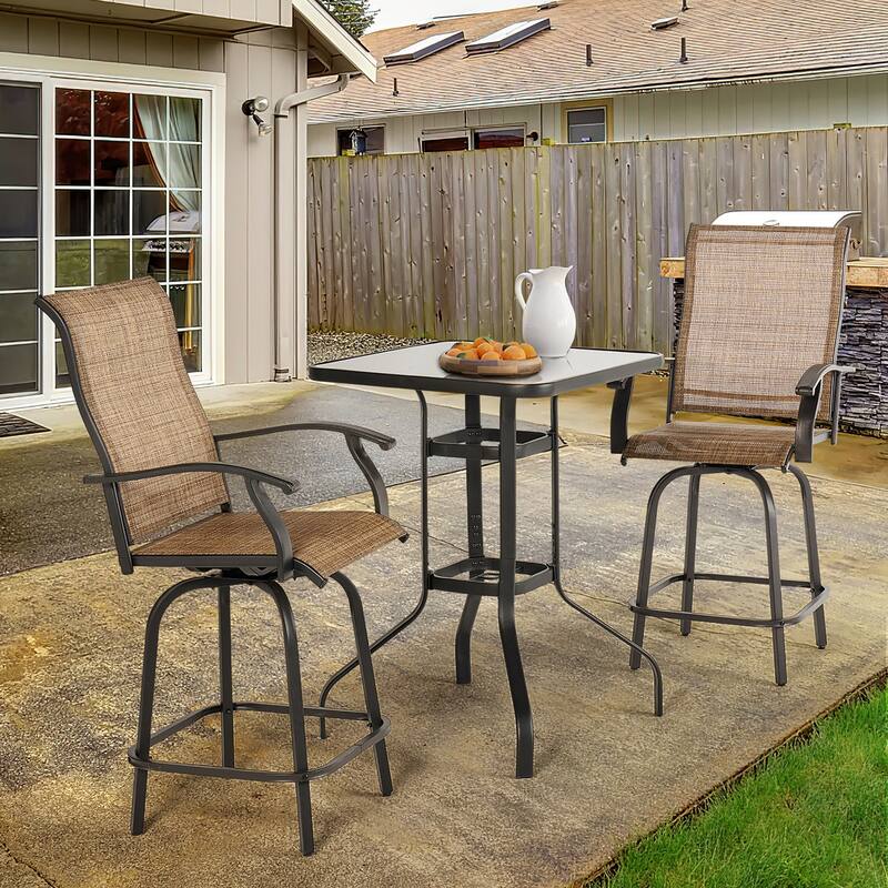 Aoxun Outdoor Metal Bar Height Swivel Bistro Set
