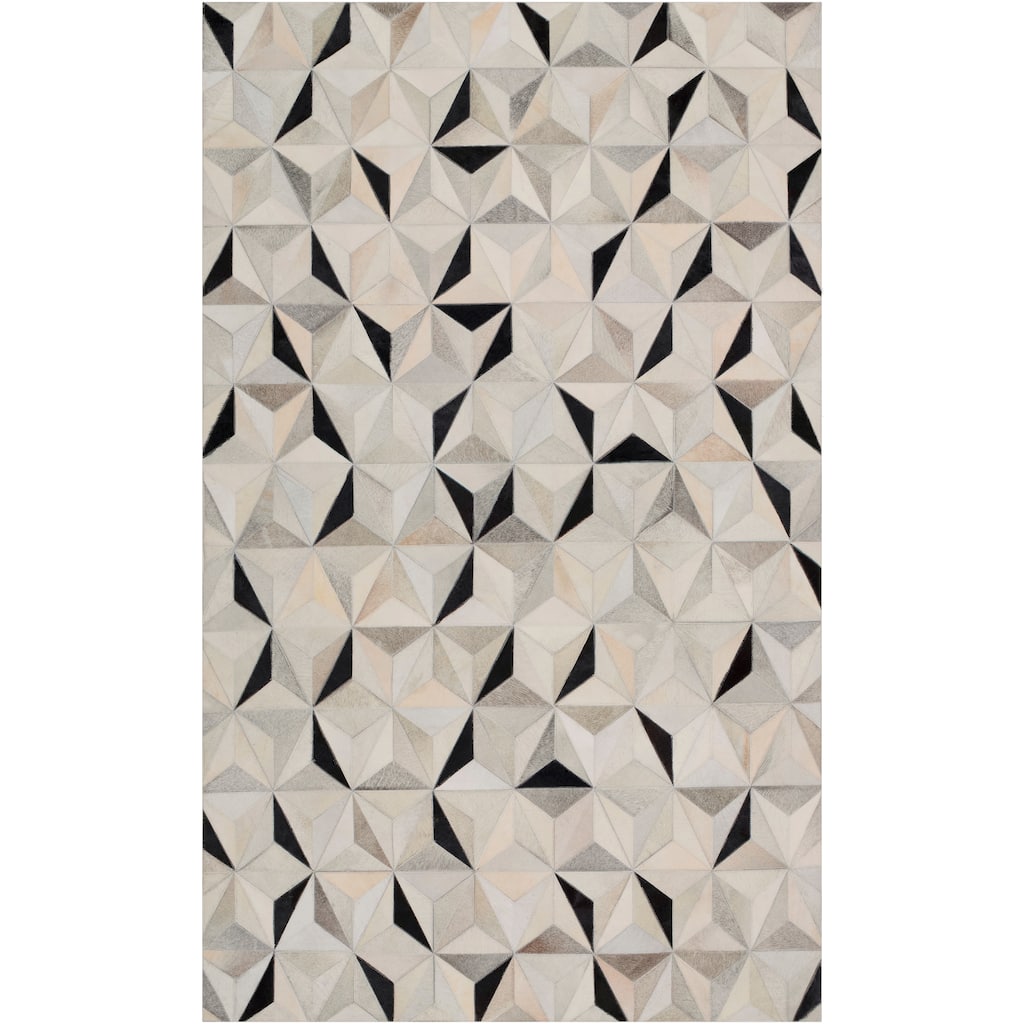 Handmade Evan Animal Pattern Leather Area Rug - 5' x 8' - 5' x 8'
