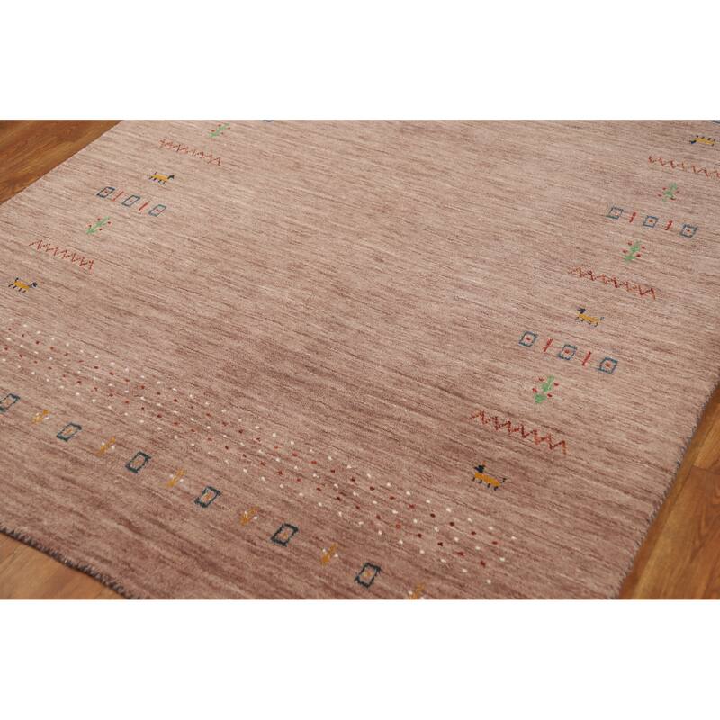 Hand Knotted Oriental 100% Wool Carpet Tribal Animal Pictorial Brown Gabbeh Area Rug - 7' 9'' X 4' 11''