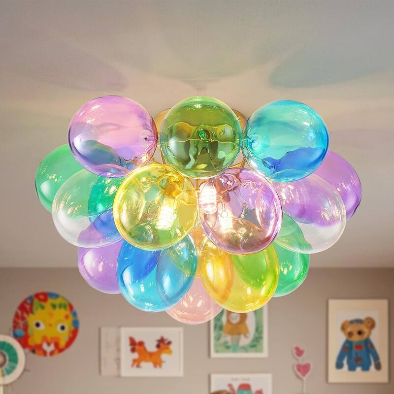 Colorful Glass Bubble Ball Swirled Glass Chandelier - Multicolor