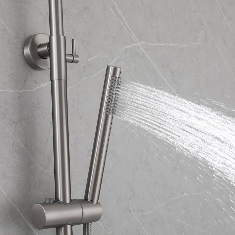 51"H Outdoor 9 Inch Round Rain Shower Set with Handheld Shower (Adjustable Slider)