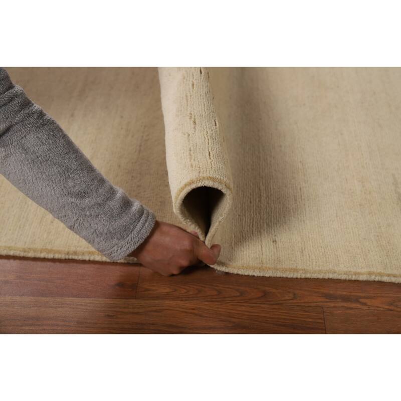 Modern Gabbeh Runner Rug Hand-Knotted Solid Wool Carpet - 2'9"x 9'7"