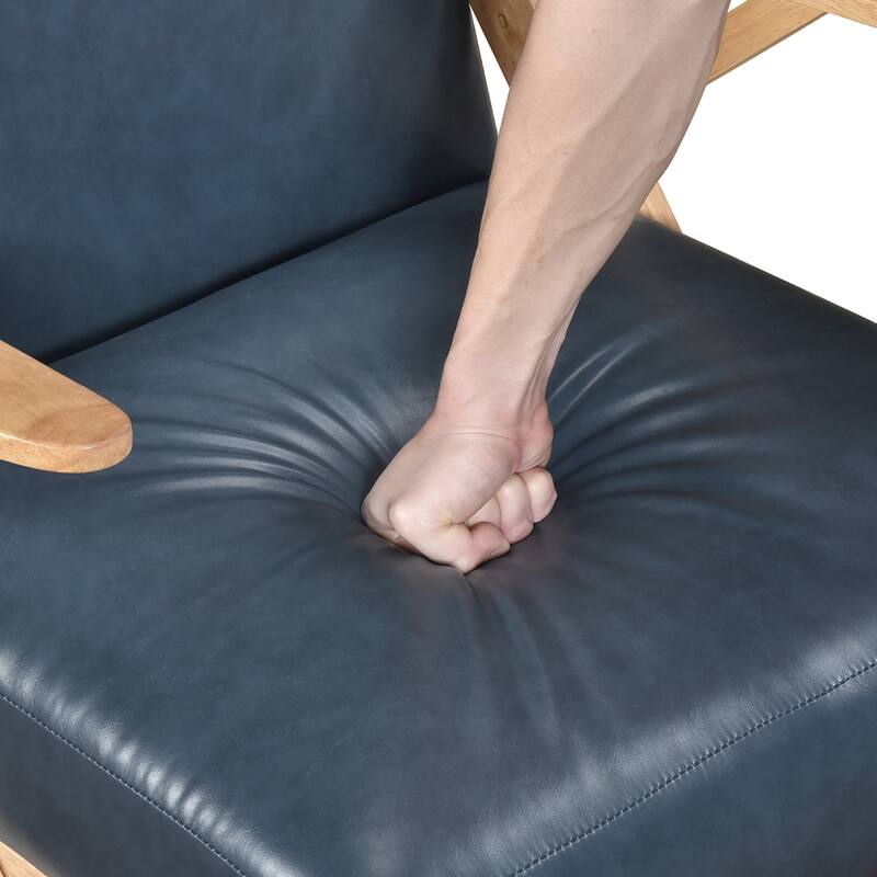 Rhys 26.5" Faux Leather Accent Chair - Solid Rubberwood Frame