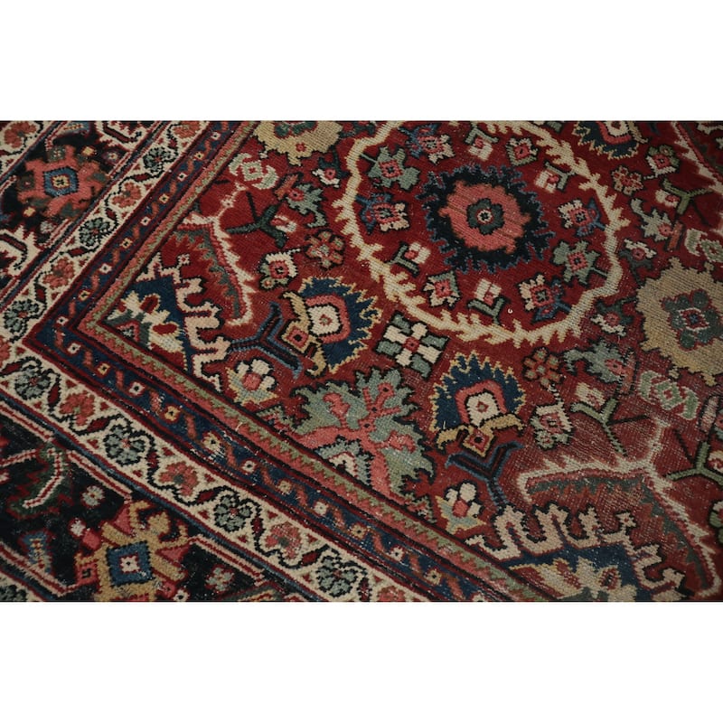 Hand Knotted Oriental 100% Wool Carpet Traditional Floral Red Mahal Area Rug - 12' 0'' X 9' 0''
