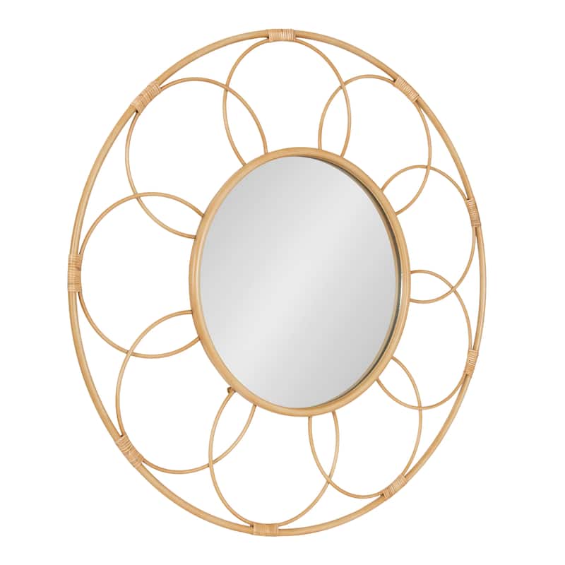 Kate and Laurel Cori Round Rattan Mirror