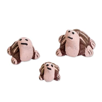 Novica Handmade Tortoise Family Ceramic Figurines (Set Of 3)