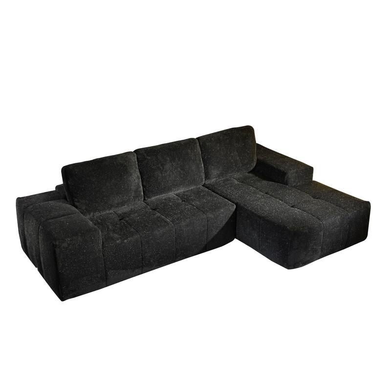 HOOOWOOO Modern Sparkly Velvet Fabric Chaise Sofa Couch