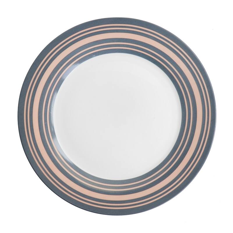 Gibson Home Silver Wind 16 Piece Fine Ceramic Dinnerware Set in Grey and Pink