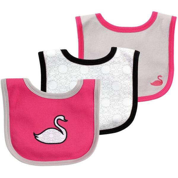 slide 1 of 1, Yoga Sprout Baby Girl Cotton Bibs 3pk, Swan, One Size - Swan - One Size One Size - Swan