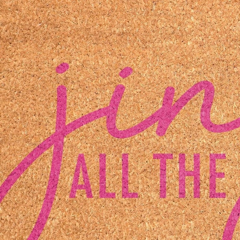 HomeRoots 17" X 29" Brown And Pink Christmas Outdoor Coir Door Mat - 17.00' X '29.00