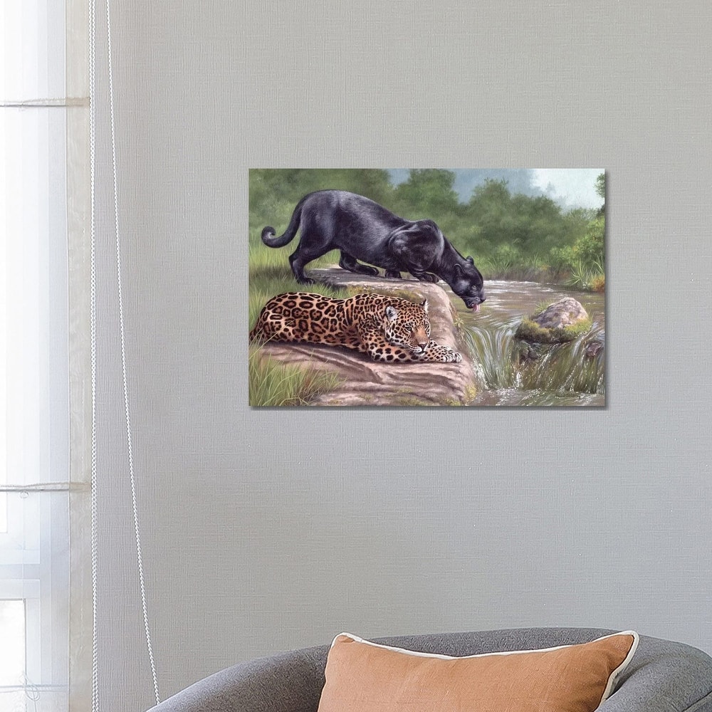 iCanvas "Black Panther And Jaguar" by Rachel Stribbling Canvas Print