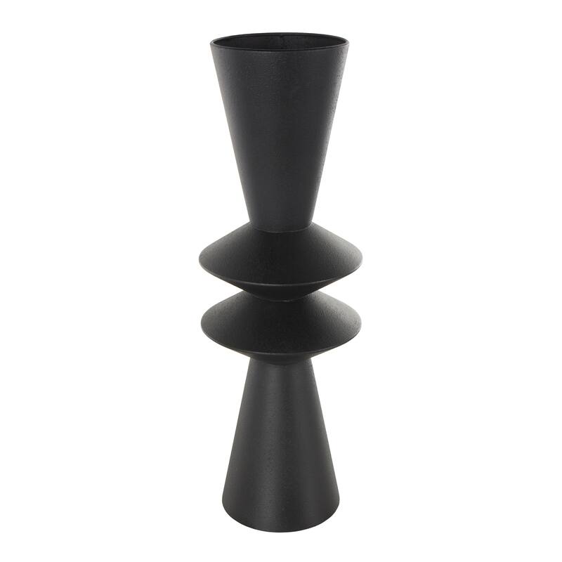 Black Metal Art Deco Fluted Decorative Vase