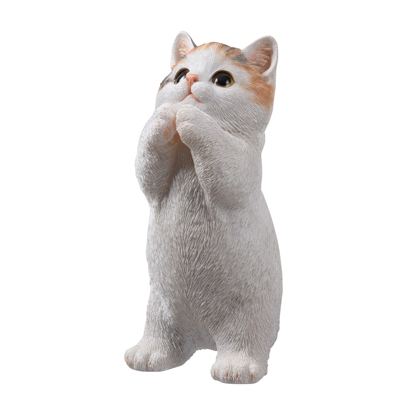 Praying Calico Cat Kitten Outdoor Garden Statue - 6.75"
