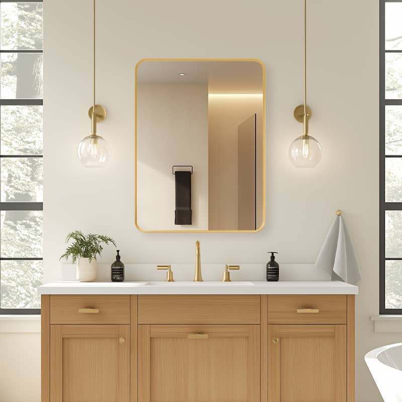 Talayuela Rectangular Aluminum Framed Medicine Cabinet with Mirror