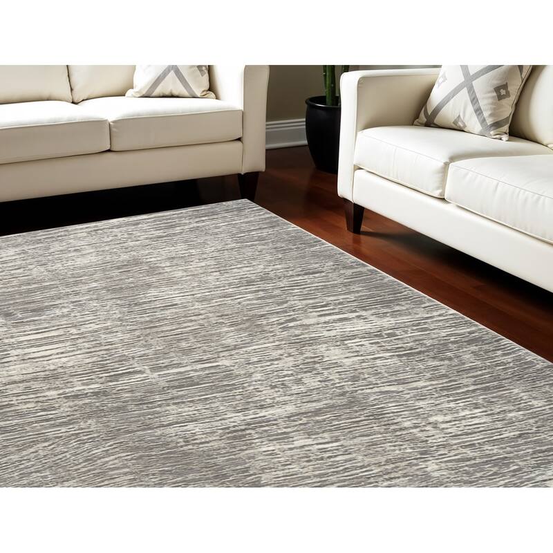 Hifa Abstract Modern Non Skid Stain Resistant Area Rug By HomeRoots - 108' X '72' X '0.5 - 108' X '72' X '0.5 - Gray - Rectangle