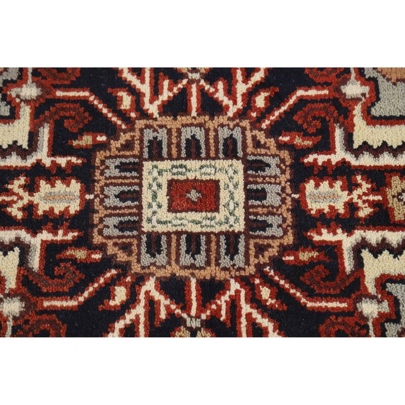 Geometric Ivory Heriz Serapi Indian Area Rug Handmade Wool Carpet - 8'0" x 9'9"