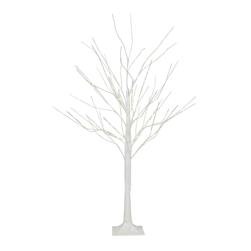 5' Medium Birch Artificial Christmas Tree, Warm White LED Lights