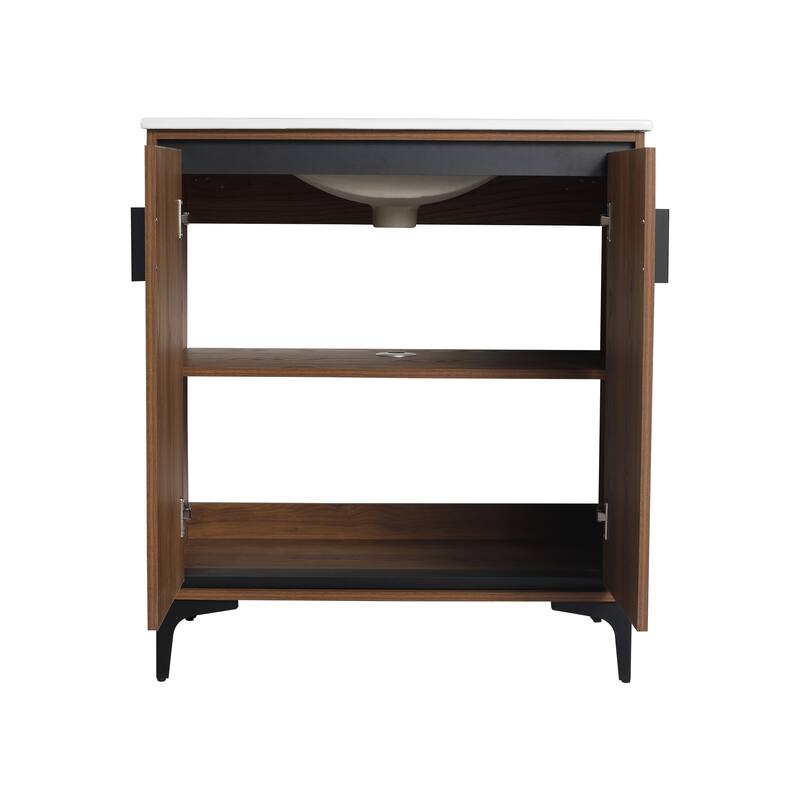 Bathroom Vanity With Sink In 24/30 Inch, Freestanding Bathroom Vanity With Soft Close Door and Adjustable Shelf