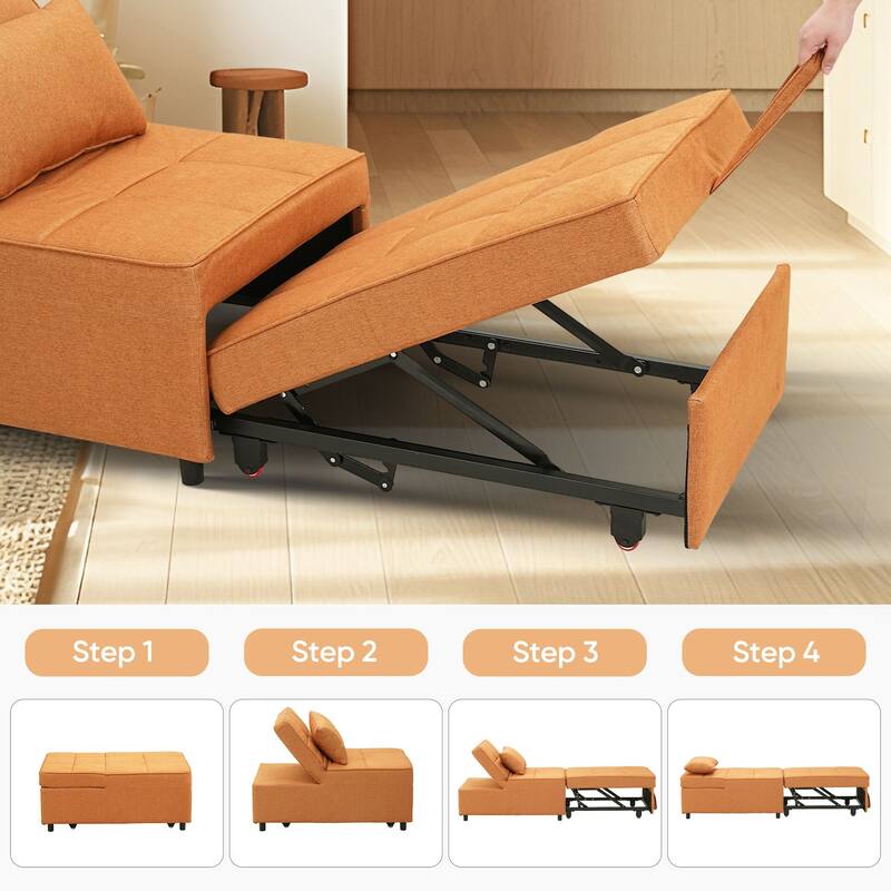 Ainfox Adjustable Sofa Chair Sleeper Sofa Bed Ottoman Couch with Metal Frame
