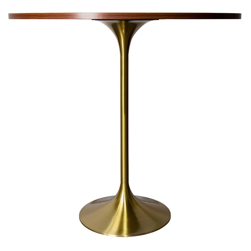 LeisureMod Verve 48" Round Dining Table with MDF Wood TableTop and Brushed Gold Base for Kitchen & Dining Room