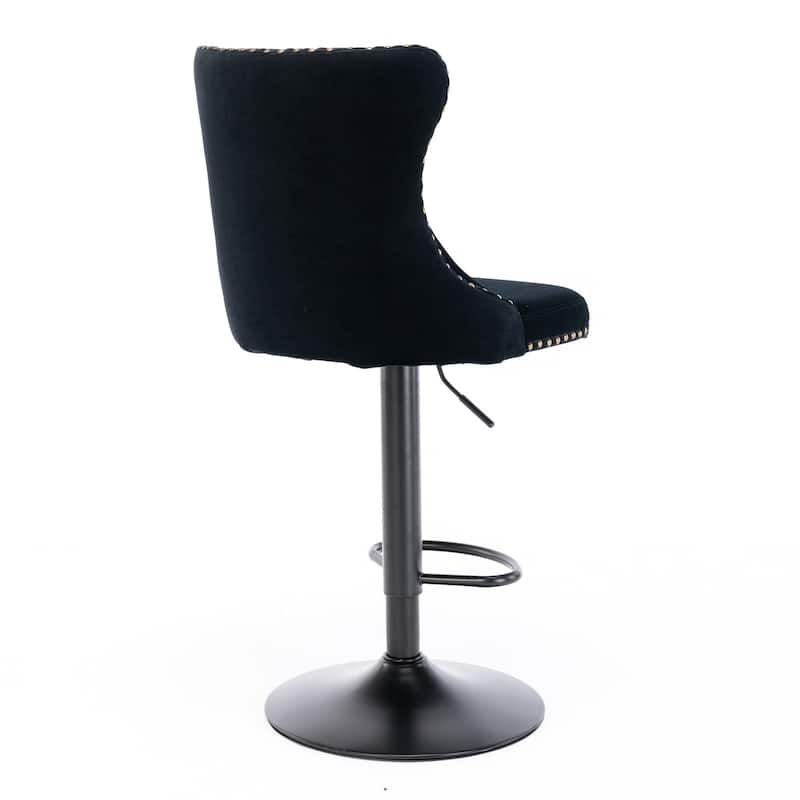 Swivel Velvet Barstools Adjusatble Seat Height from 25-33 Inch,Upholstered Bar Stools with Backs Comfortable Tufted,Set of 2