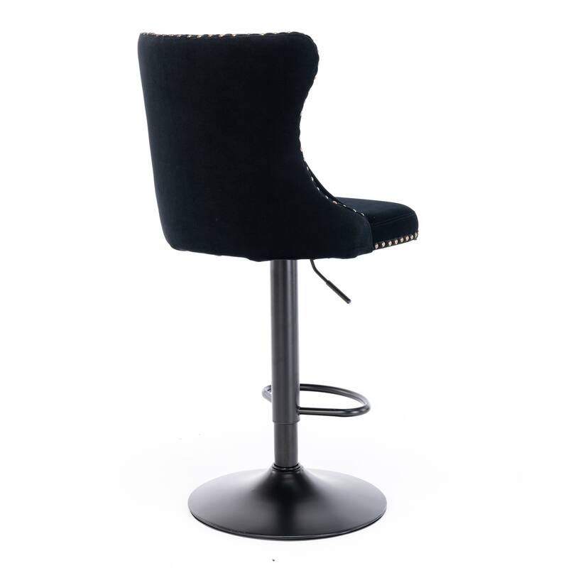 Velvet Upholstered Counter Height Wingback Barstools, Set of 2